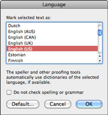 synonym for correct doesnt work in word for mac